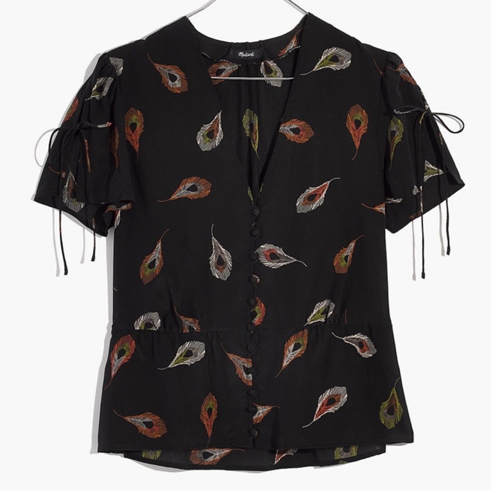 Madewell Silk Belle Top in Peacock Feathers